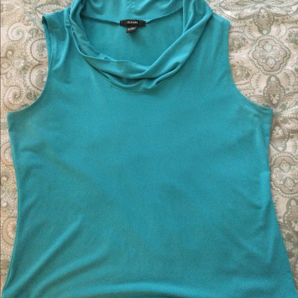 Turquoise sleeveless blouse